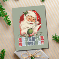 Retro Winking Santa Season's Greeting Christmas