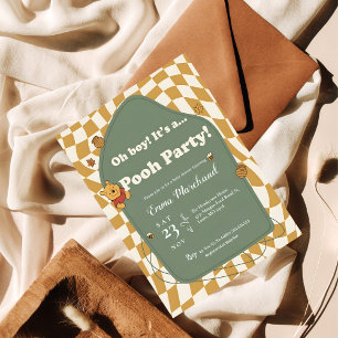 Retro Winnie the Pooh "Oh Boy! It's a Pooh Party!" Invitation