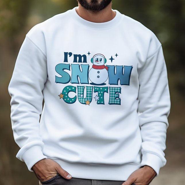 Retro Winter I'm Snow Cute Teal Snowman Sweatshirt (Creator Uploaded)