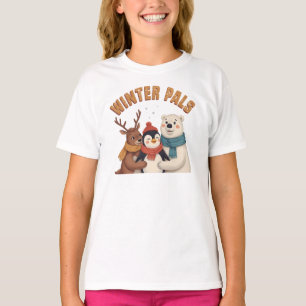 Retro Winter Pals Cute Animal Friends T Shirt