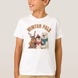 Retro Winter Pals Cute Animal Friends T Shirt