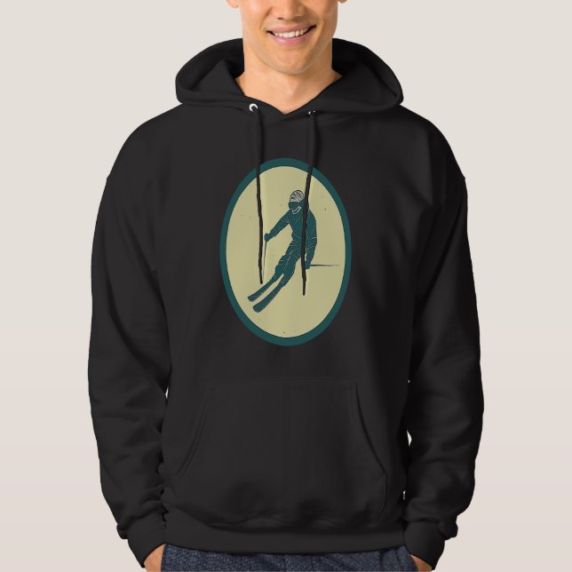 Retro Winter Skiing Vintage Extreme Sport Hoodie (Front)