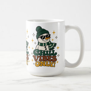 Retro Winter Snowman Chill Vibes Only Coffee Mug