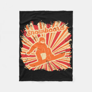 Retro Winter Sports Snowboard Snowboarder Fleece Blanket
