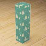 Retro Winter Trees on Turquoise Wine Box<br><div class="desc">Retro,  mid-century vintage pattern of winter tree silhouettes and snow dots on pastel turquoise background</div>