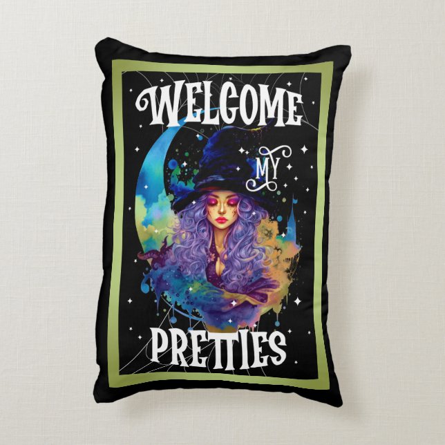Retro Witch Beauty Halloween Decorative Cushion (Back(Vertical))