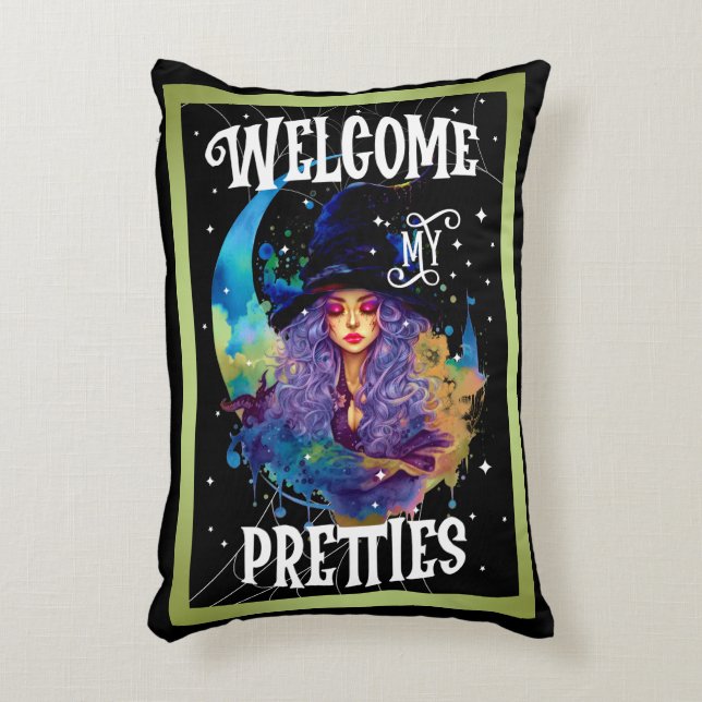 Retro Witch Beauty Halloween Decorative Cushion (Front(Vertical))