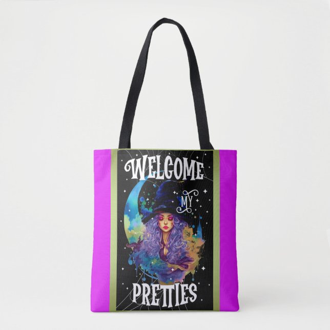 Retro Witch Beauty Halloween Tote Bag (Front)