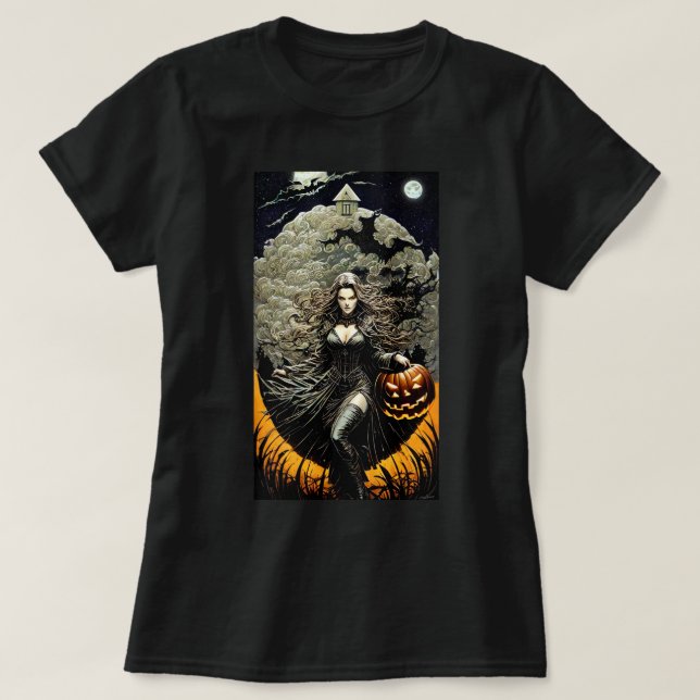 Retro Witch Halloween T-Shirt (Design Front)