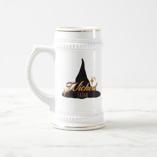 Retro Witch Hat Wicked Name Beer Stein