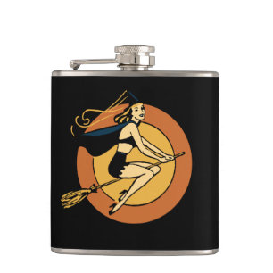 Retro Witch Hip Flask