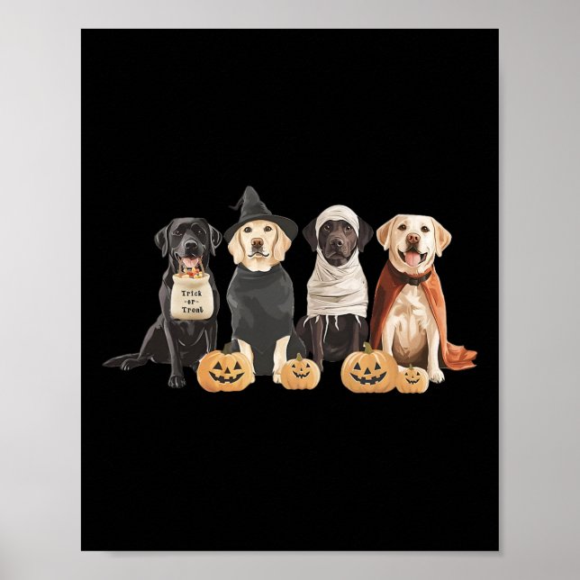 Retro Witch Labrador Retriever Halloween Labrador  Poster (Front)