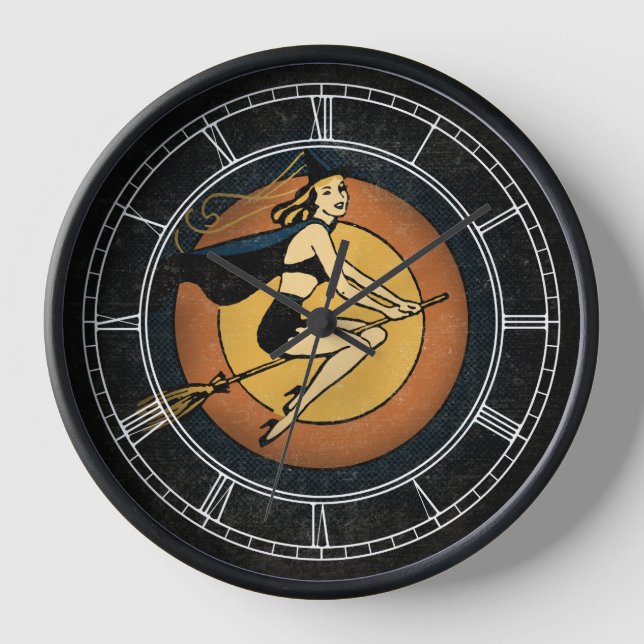 Retro Witch Wall Clock (Front)
