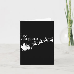 Retro Witchy Wizard Fly You Fools Sleighing Christ Card