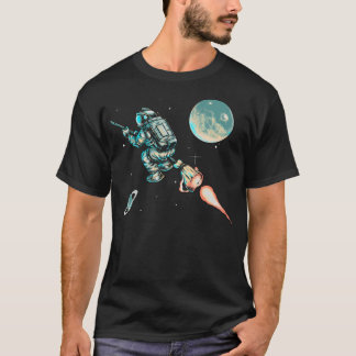 Retro Wizard Astronaut Travels Through Outer Space T-Shirt