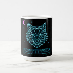 Retro Wolf Synthwave - Neon Night Howler Coffee Mug