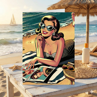 Retro Woman at Beach | Aging Humour Birthday Card