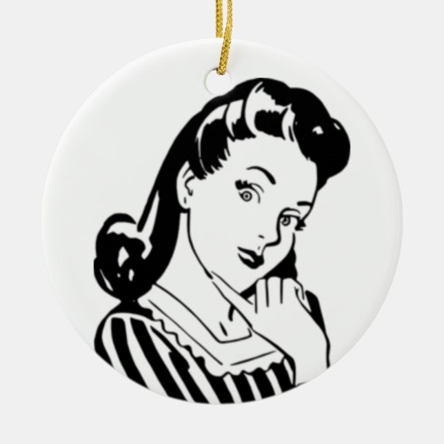 Retro Woman Court Reporting Funny Quote Christmas Ceramic Tree Decoration (Front)