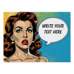 Retro Woman Customisable Text Poster