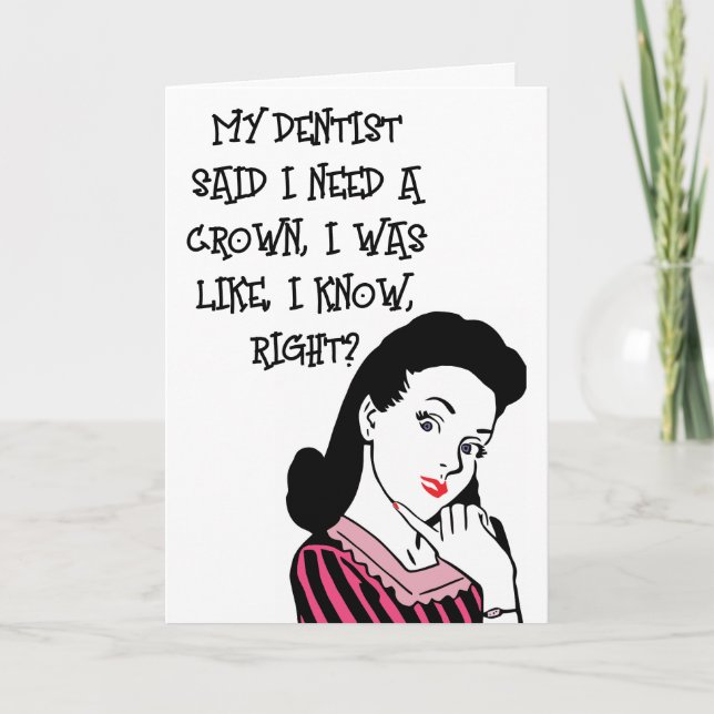 RETRO WOMAN FUNNY QUEEN BIRTHDAY CARDS (Front)