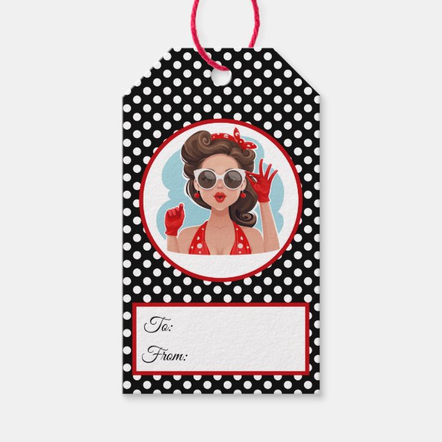 Retro Woman Gift Tag (Front)