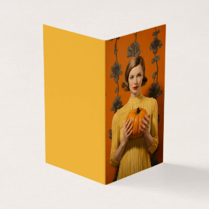 Retro Woman Holding a Pumpkin