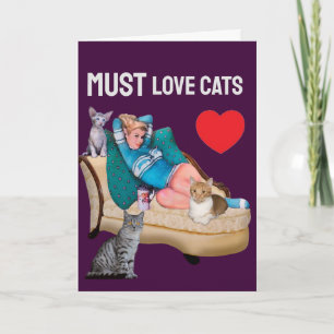RETRO WOMAN (HOUSEWIFE) CAT CATS BLANK INSIDE CARD