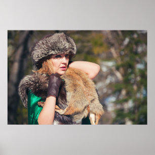 Retro woman in winter poster
