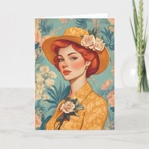 Retro Woman Lady Vintage Holiday Card