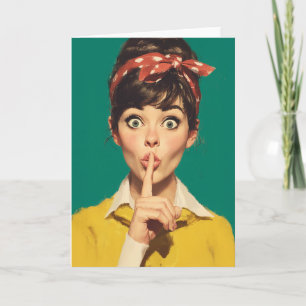 Retro Woman Making a Shush Card