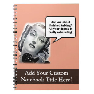 Retro Woman on Phone, Drama Spiral Notebook