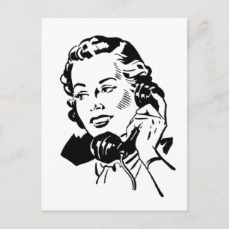 Retro Woman on Phone Postcard