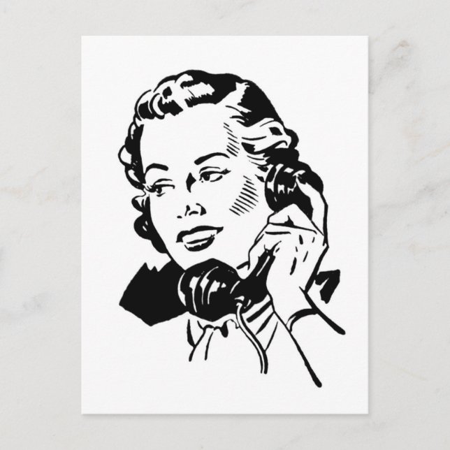 Retro Woman on Phone Postcard (Front)