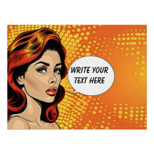 Retro Woman Orange Customisable Poster