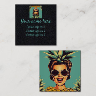Retro Woman Pineapple Swinger Calling Card