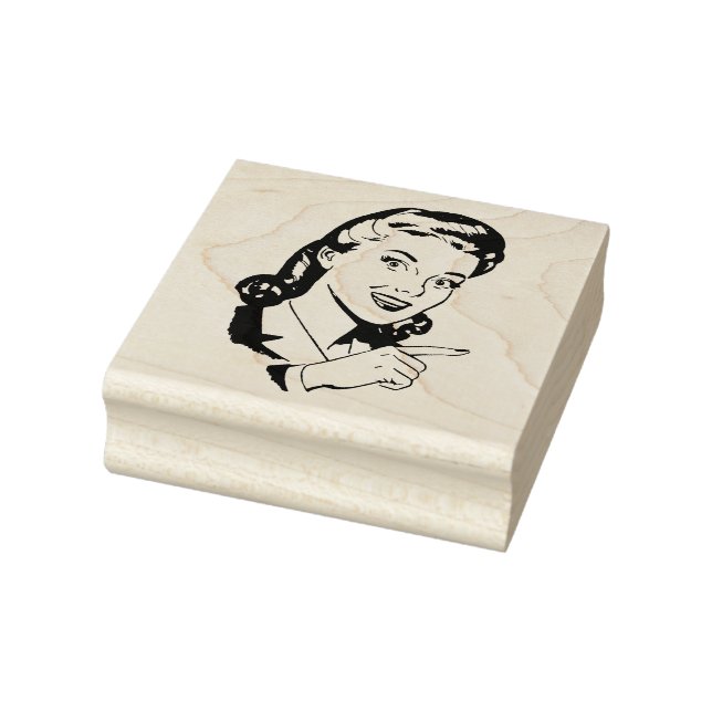 RETRO WOMAN POINTING RUBBER STAMP (Stamp)