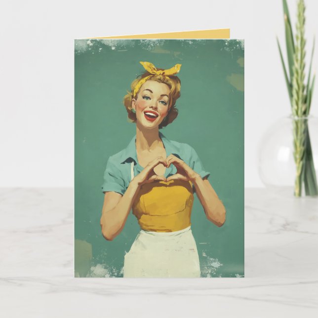 Retro Woman Sending Love Card (Front)