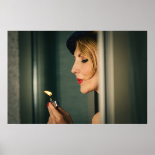 Retro woman smoking poster