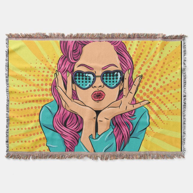 Retro woman throw blanket (Front)