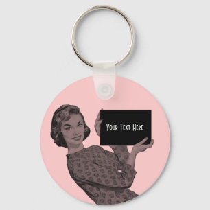 Retro Woman with a Clipboard Key Ring