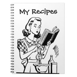Retro Woman With Cookbook Spiral Notebook