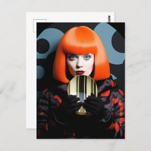 Retro Woman With Orange Hair Postcard