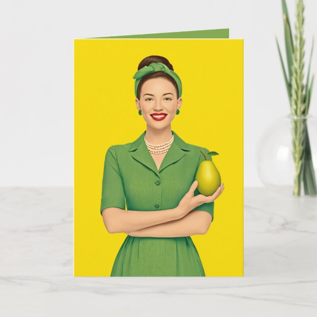 Retro Woman with Pear Invitation (Front)