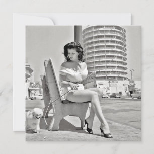 Retro "Woman With Poodle" Note Card