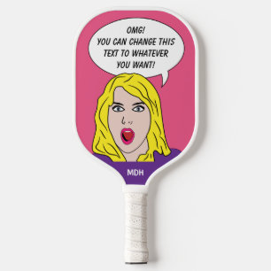 RETRO WOMAN with YOUR TEXT custom Pickleball Paddle