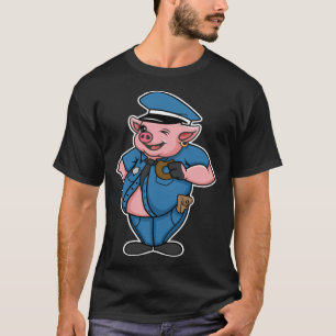 Retro Women Mens Pig Cop Farm Animal I Love Pigs T-Shirt