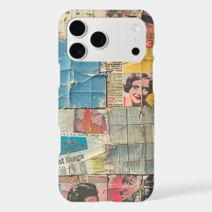 Retro Women Newspaper Vintage Mosaic Pattern