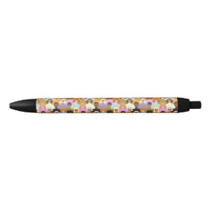 Retro Women of the World Pattern Black Ink Pen
