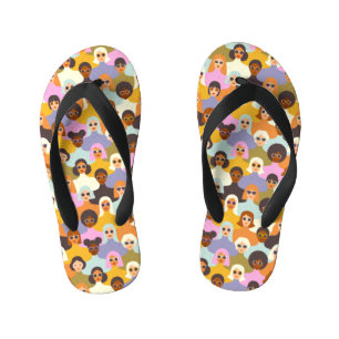 Retro Women of the World Pattern Kid's Jandals