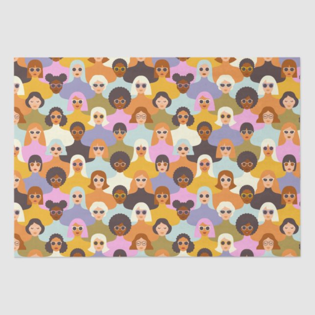 Retro Women of the World Pattern Tissue Paper (Front)